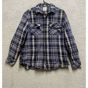 DICKIES Men’s Blue Flannel Shirt Mens M 38/40 Plaid Long Sleeve Pocketed